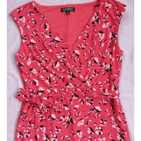 Lauren Ralph Lauren Red Floral Dress Shift Stretch Career Women's Size 12 - Picture 4 of 10